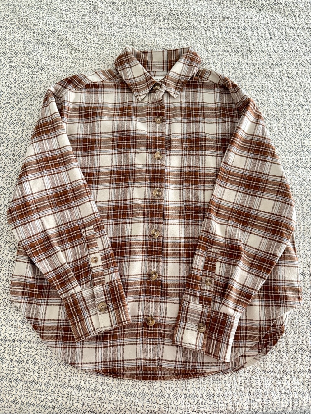 Brown Flannel Button-Up Shirt